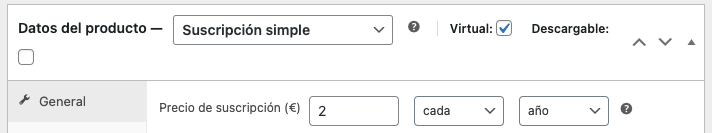 Suscripción simple en WooCommerce Subscriptions.