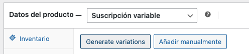 Generar variaciones para una suscripción variable.