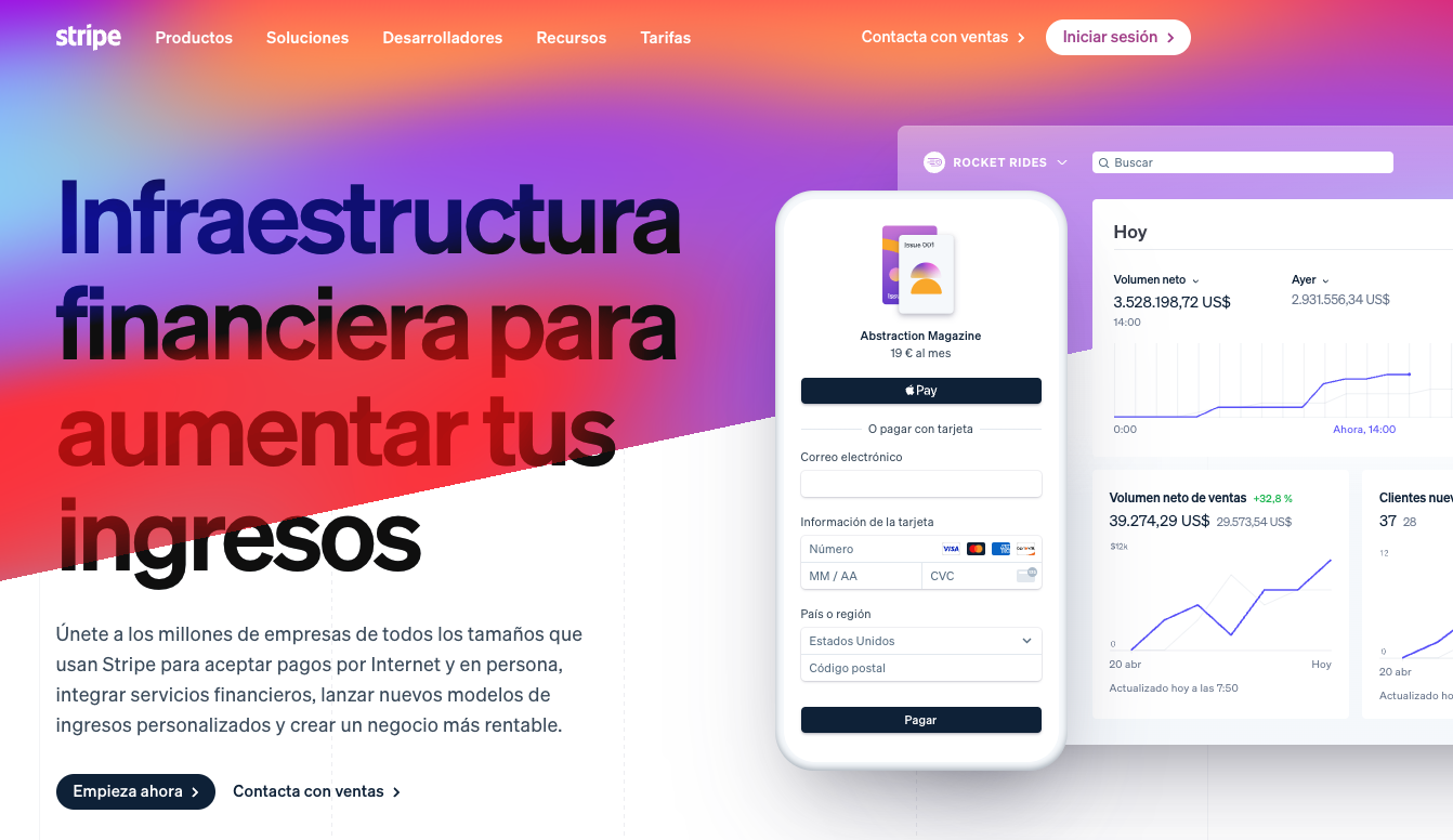 Página web de Stripe.