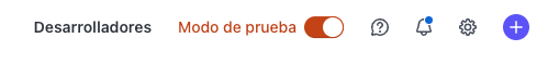 Activador del modo de prueba de Stripe.