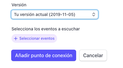 Seleccionar eventos de Stripe.