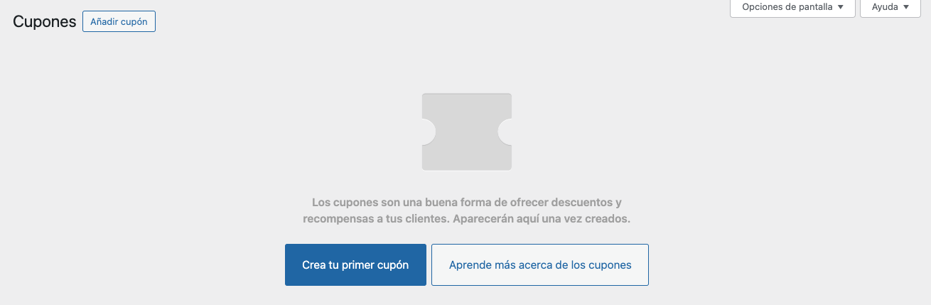 Sección de cupones de WooCommerce