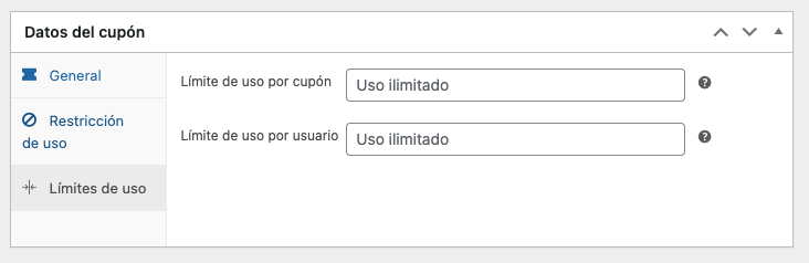 Límites de uso del cupón